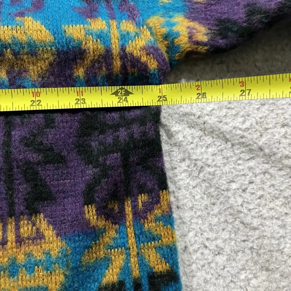 Vintage Sweater Mens L Geometric Colorful Aztec Santana Pullover 90s Grandpa